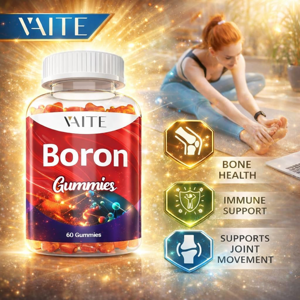 Boron Supplement for Men & Women – 10Mg Gummies – Vegan, Non-Gmo, Gluten-Free – Supports Bone Strength, Joint Flexibility & Immune System – Essential Mineral for Bone Density – 60 Chewables