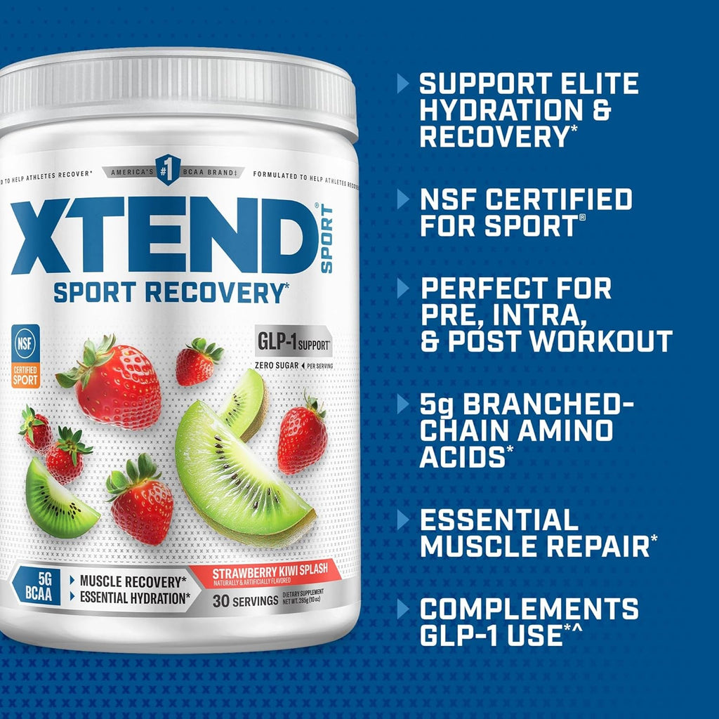 Xtend Scivation Sport BCAA Powder Strawberry Kiwi Splash - Electrolyte Powder for Recovery & Hydration with Amino Acids - 30 Servings