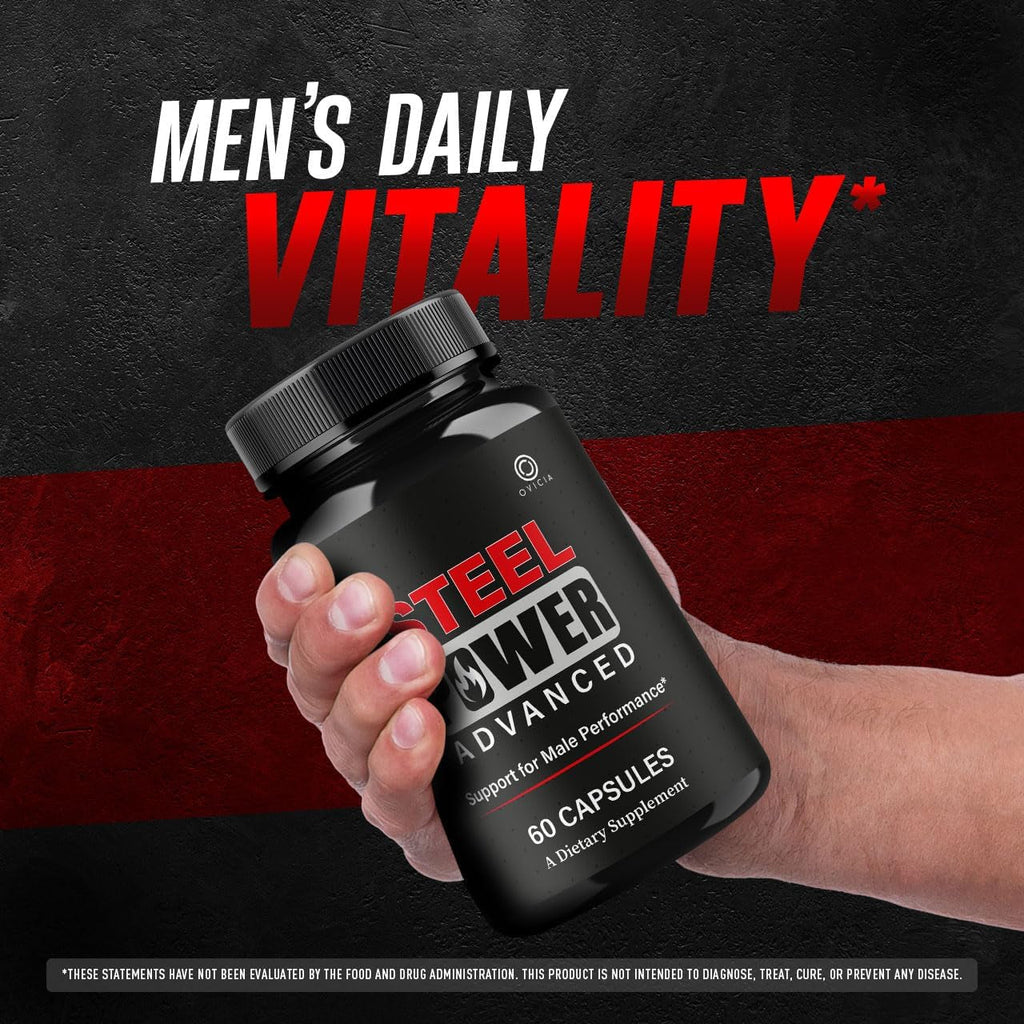 Steel Power - Steel Power Pills All Natural Maximum Strength, Daily Steelpower Capsules Premium Advanced Support Formula for Overall Health & General Wellness, 60 Capsules for 1 Month