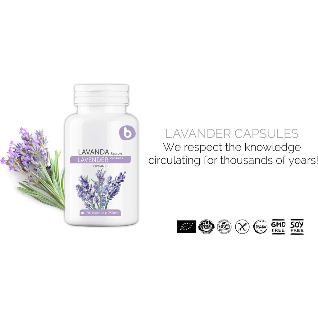 Organic Lavender Capsules - Lavender Pills for Relaxation and Balance - Supports Calm Mind and Body - Natural Supplement - Non-Gmo, Gluten-Free – 90 Vegan Capsules