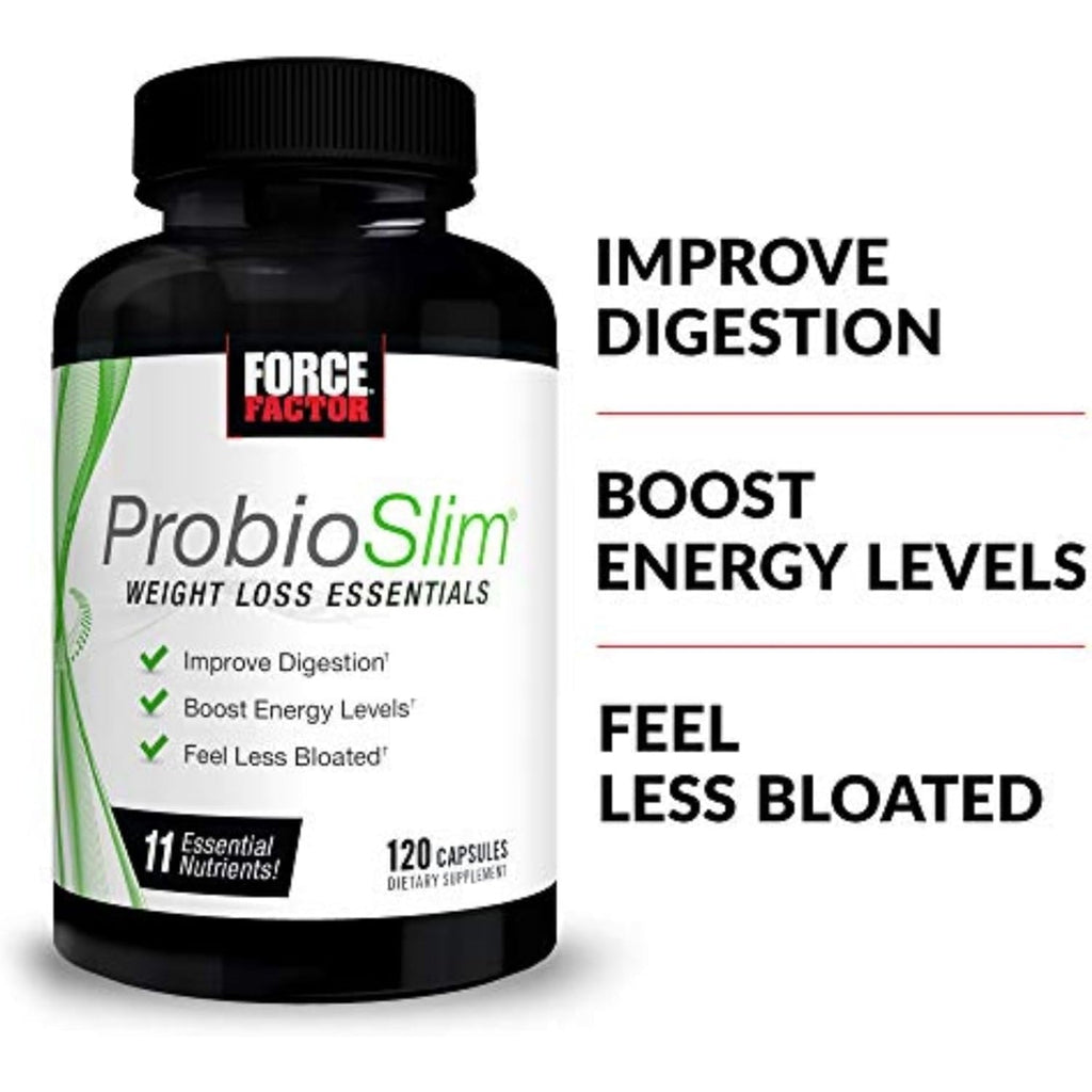 Force Factor Probioslim Weight Loss Essentials, Weight Loss Pills for Women, Metabolism Booster, Appetite Suppressant with Probiotics, Prebiotic Fiber, Electrolytes & Green Tea Extract, 120 Capsules