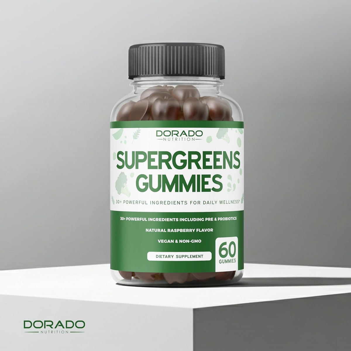 Supergreens Gummies (60 Count) Daily Greens Gummies- Greens Supplements with Raspberry Flavor- Superfood for Immunity Support for Adults - Third Party Tested, Vegan Safe & Made in USA