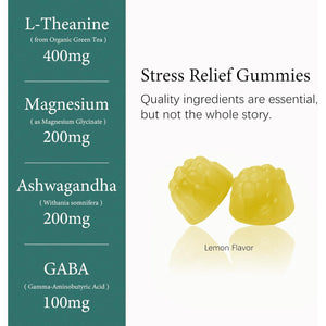 L-Theanine 400Mg Gummies, L Theanine Supplement for Kids & Adults with Magnesium Glycinate, GABA, Ashwagandha, L'Theanine Chewable for Restful Sleep, Stress Support, Relaxation, Calm, 60 Day Supply