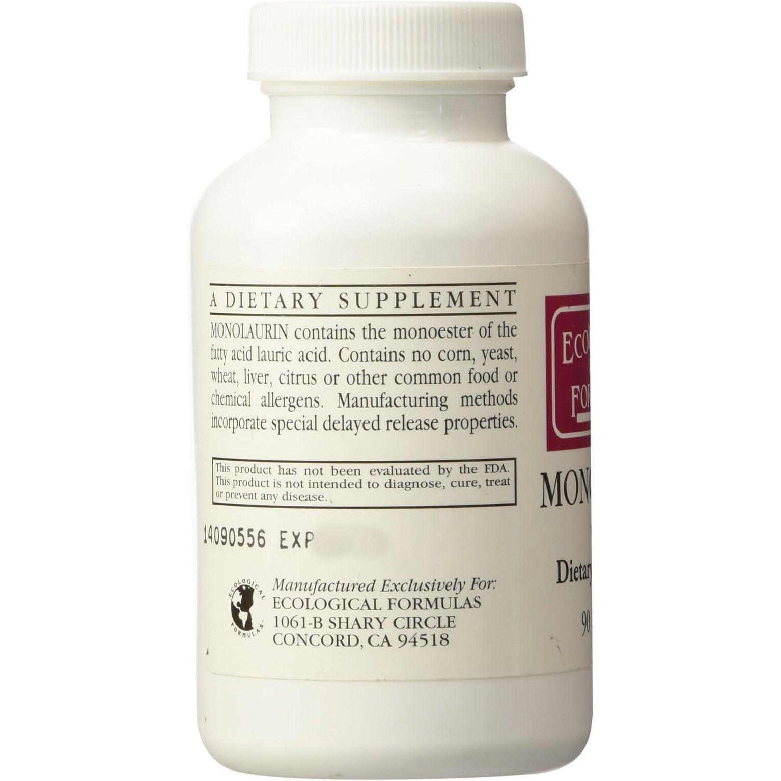Ecological Formulas Monolaurin 600Mg 90 Capsules