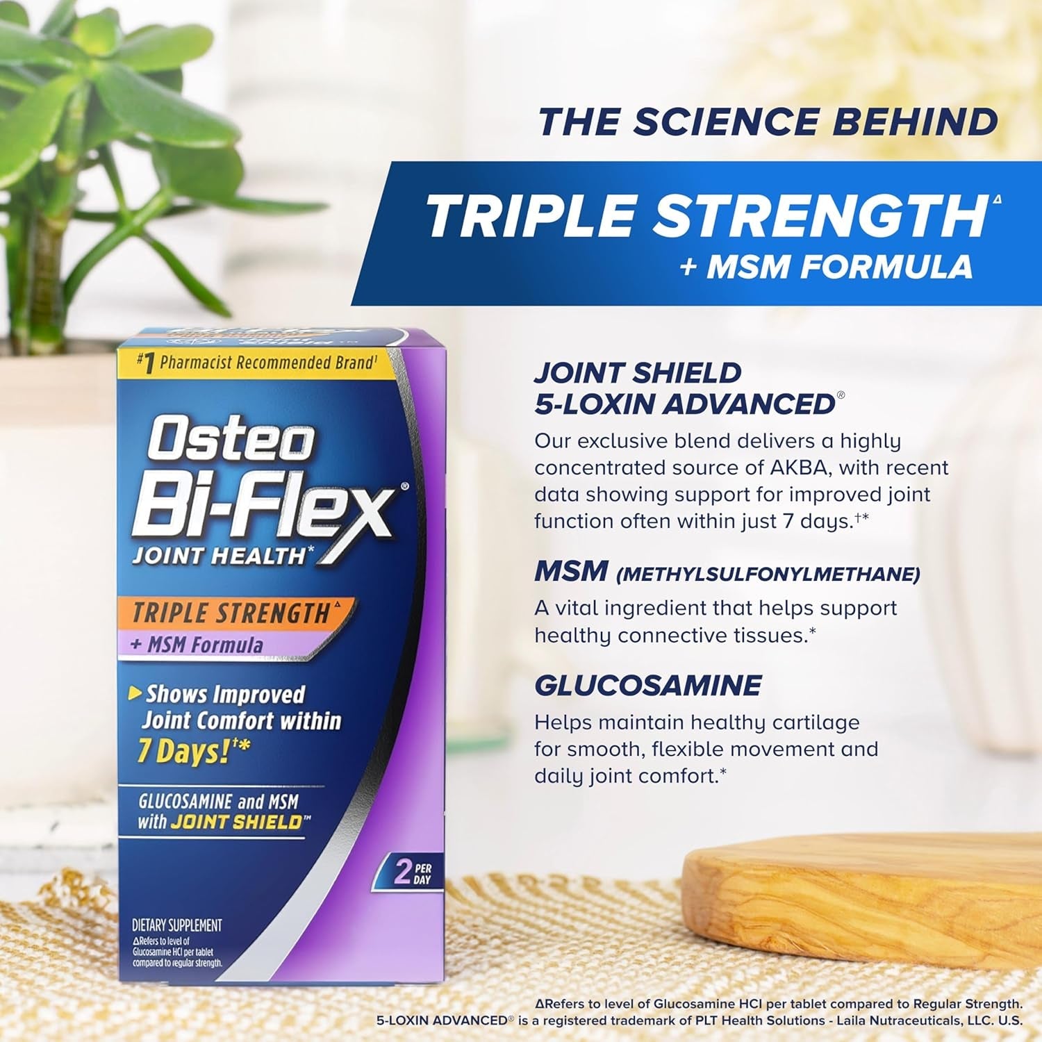 Osteo Bi-Flex Triple Strength Glucosamine Supplement with MSM, Improve Joint Function, Maintain Healthy Connective Tissue and Cartilage, 80 Coated Tablets