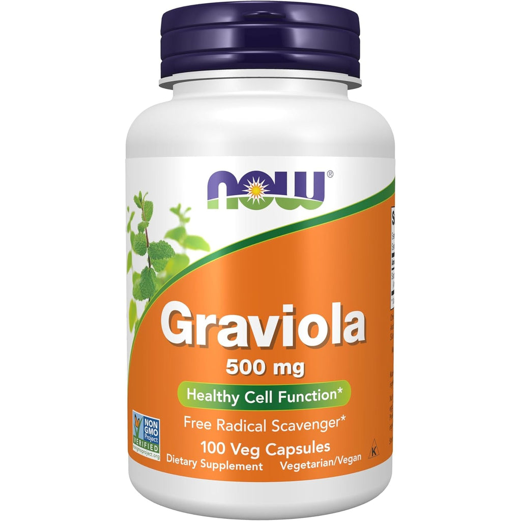 NOW Foods Supplements, Graviola (Annona Muricata) 500 Mg, Healthy Cell Function*, 100 Veg Capsules
