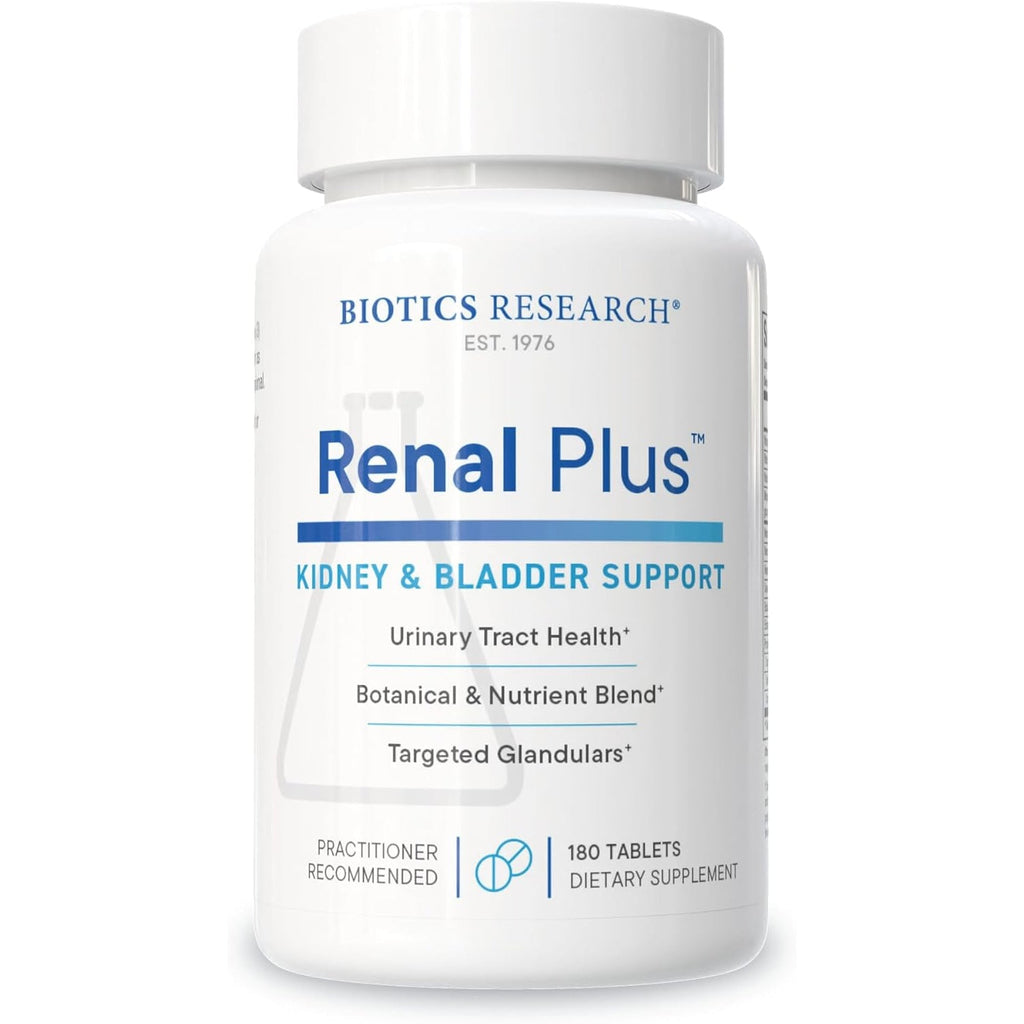 Biotics Research Renal plus – Botanical, Glandular and Nutritional Support for Optimal Renal Function. Kidney Health & Supports Urological Function –Ulva Ursi, Buchu Leaf, Echinacea, Cranberry–180Tabs