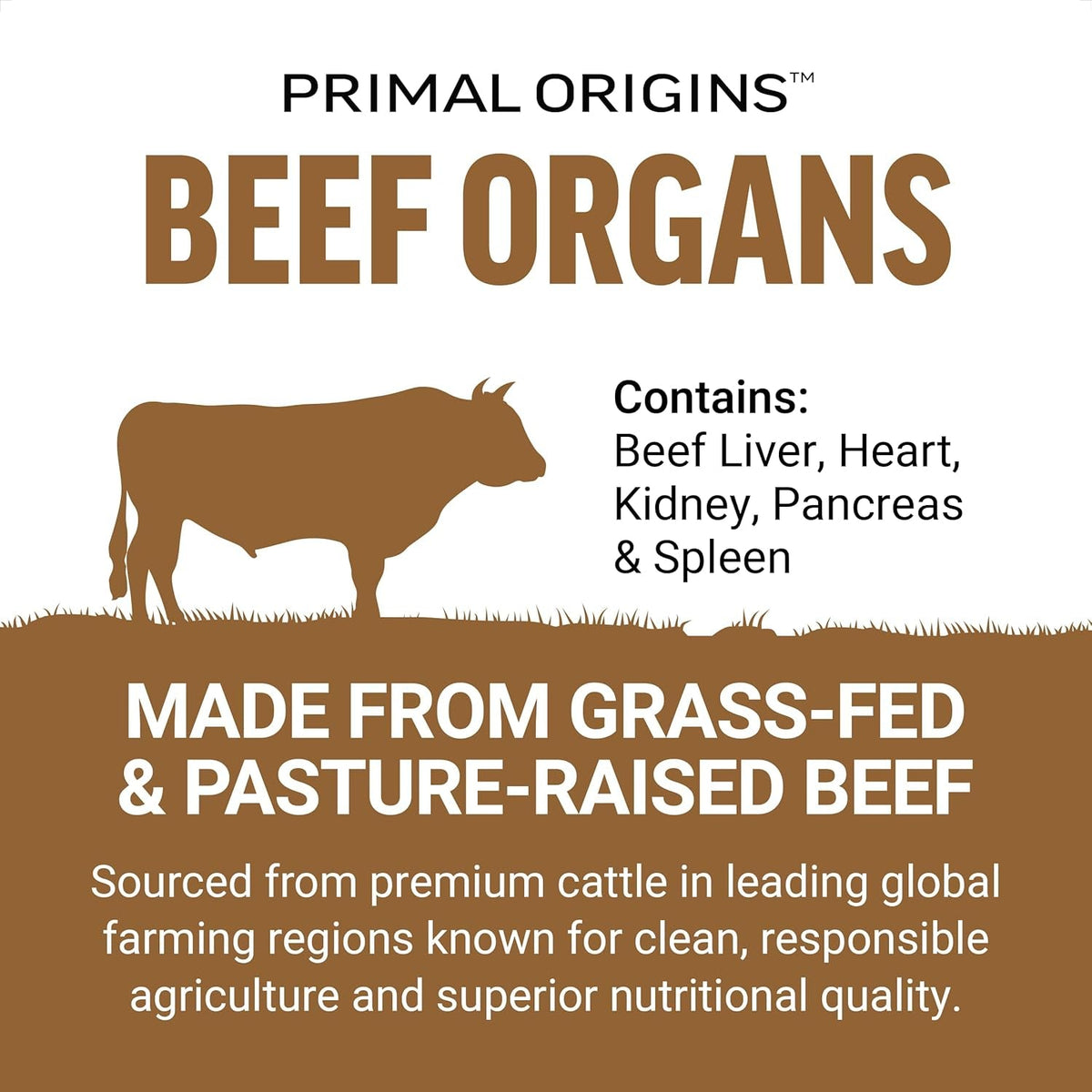 Force Factor Primal Origins Grass-Fed Beef Organs, Pasture-Raised Supplement with Liver, Kidney, Heart, Pancreas & Spleen, Hormone & Antibiotic Free, Non-Gmo, 3500Mg, 150 Capsules