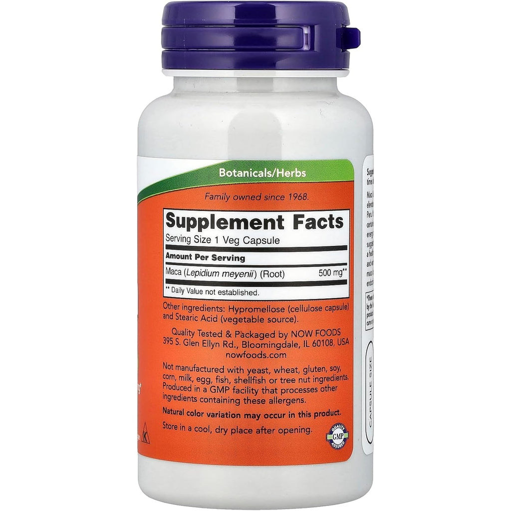 NOW Foods Supplements, Maca (Lepidium Meyenii) 500 Mg, for Men and Women, Reproductive Health*, 100 Veg Capsules