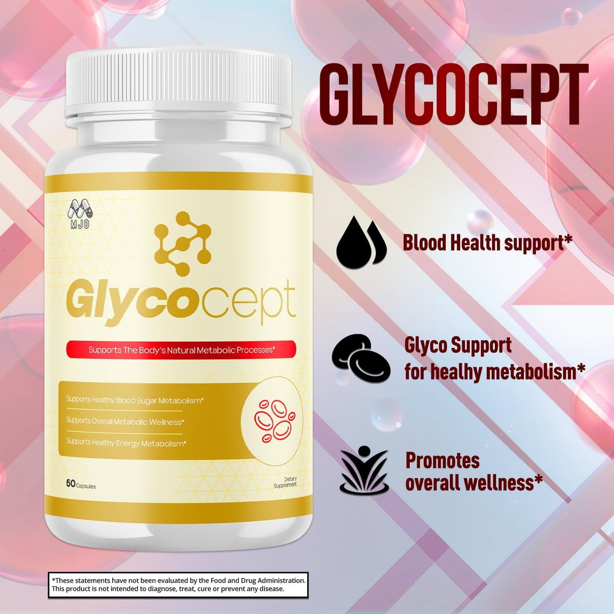 Glycocept Capsules, Official Glycocept Pills with All Natural Ingredients, Advanced Glycocept Capsules Health and Wellness Vitamin Supplement for Maximum Strength Multivitamin Supports (60 Capsules)