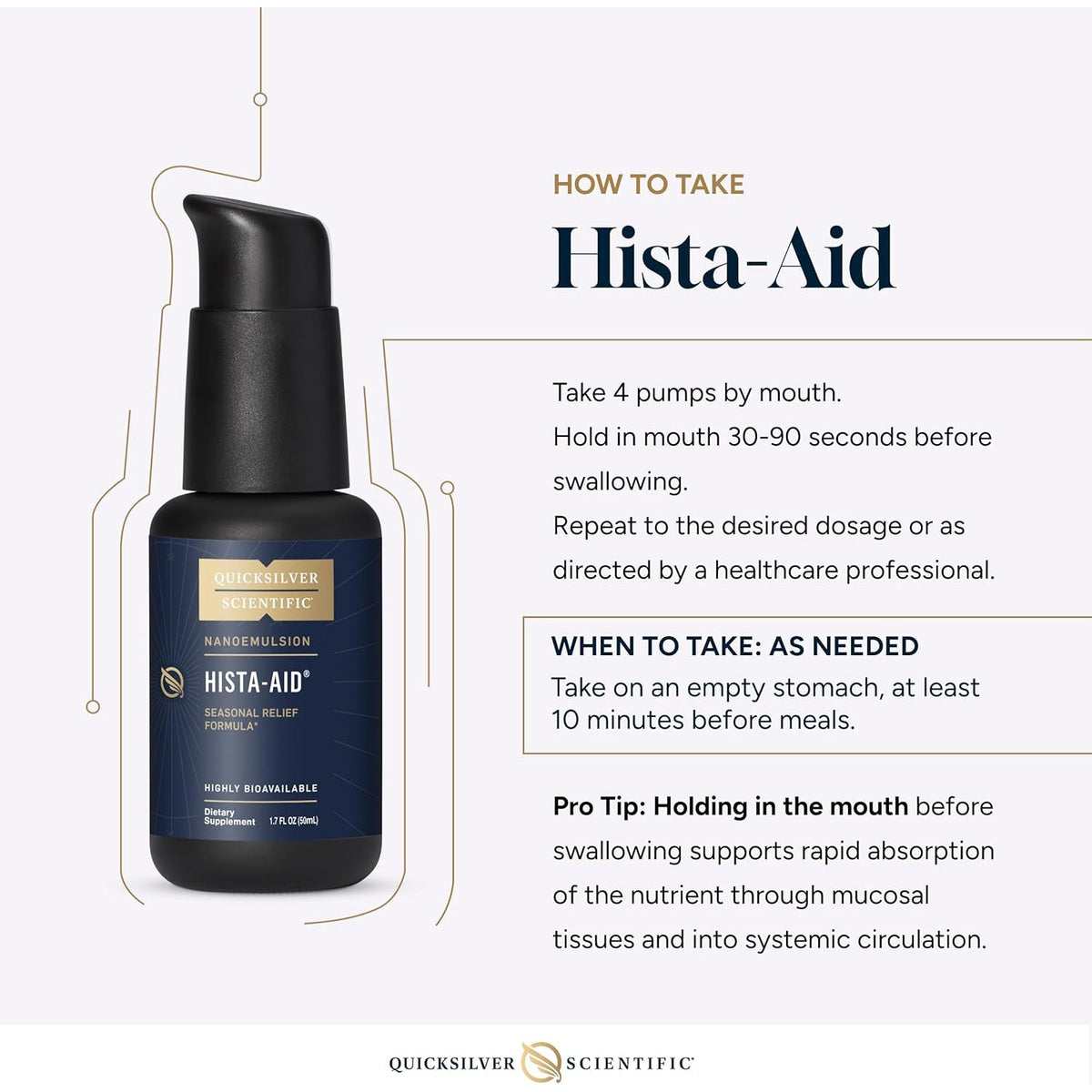 Quicksilver Scientific Nanoemulsified Hista-Aid - Flavonoids to Help Maintain Healthy Histamine Levels - Liposomal Vitamin C, DIM, Luteolin & Quercetin Liquid (50Ml)