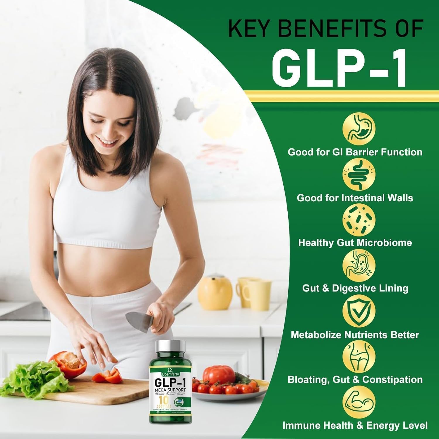 GLP-1 Supplement, GLP-1 Support Capsules with Berberine, Naturally GLP1 Production, GLP-1 Probiotic Capsules for Women & Men, 60 Count