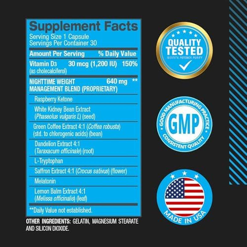 BPI Sports Nite Burn – Nighttime Fat Burner & Sleep Support – Keto-Friendly – Weight Loss, Burn Fat, Relaxation, Boost Metabolism – 30 Servings – 640Mg