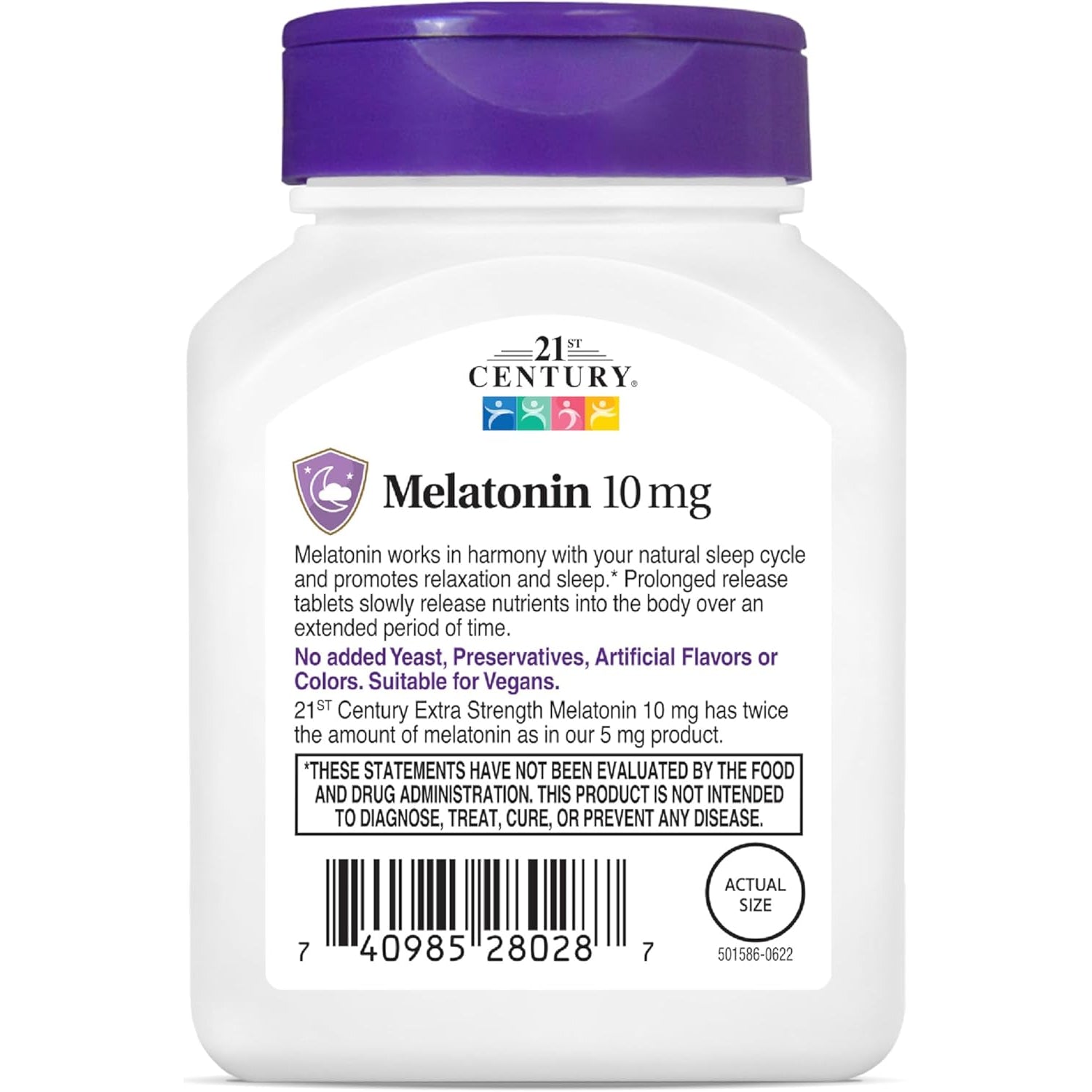 SMART MONKEY TECHNOLOGIES 21St Century Melatonin 10Mg Time Release, 120 Tablets | Non-Habit Forming Sleep Aid for Adults | Jet Lag & Shift Work | Promotes Restful Sleep | Gluten-Free & Non-Gmo