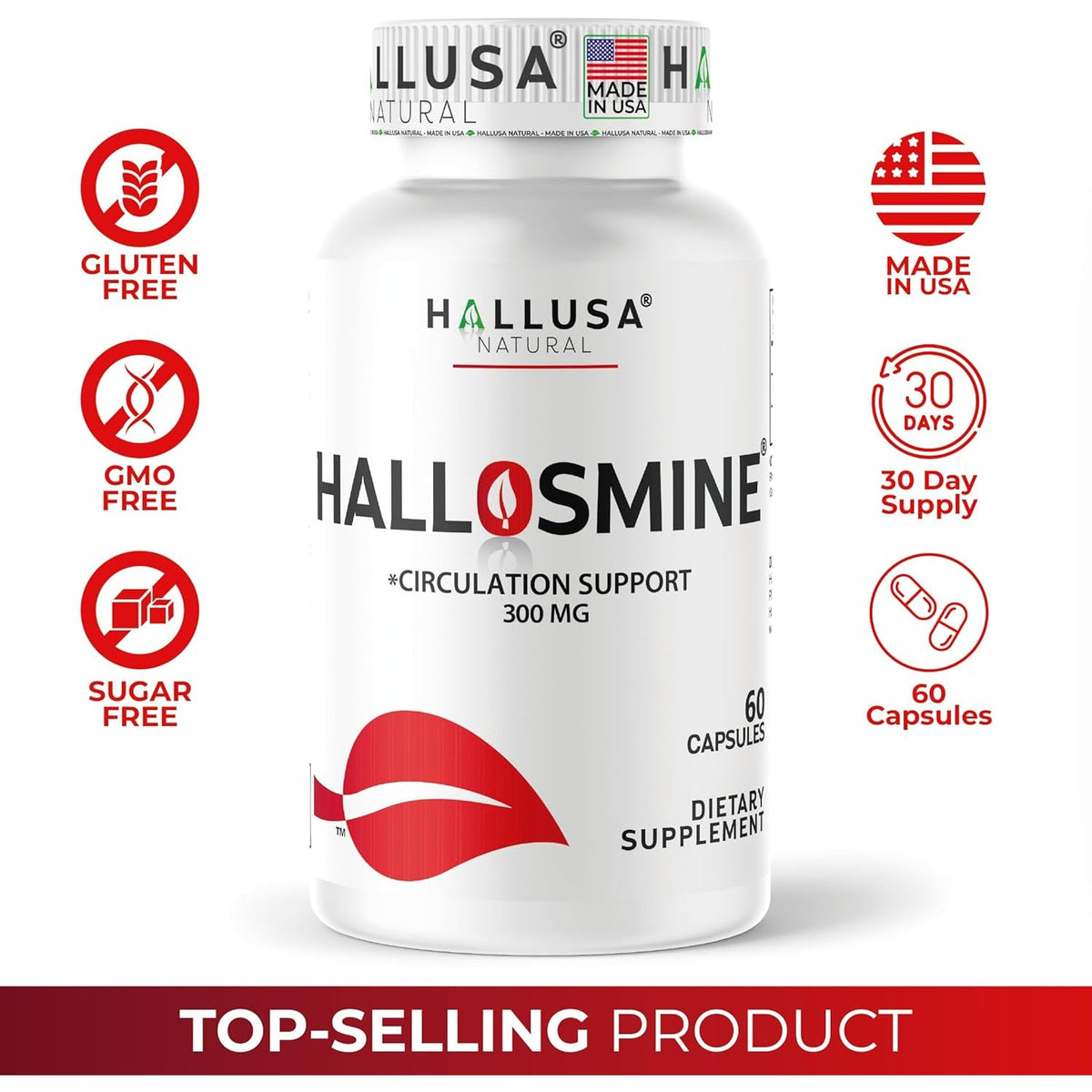 Hallusa Natural Diosmin Circulation - Support for Circulation and Veins - DIOSMIN - DIOSMINE- DIOSMINA - Circulation & Vein Support Supplement