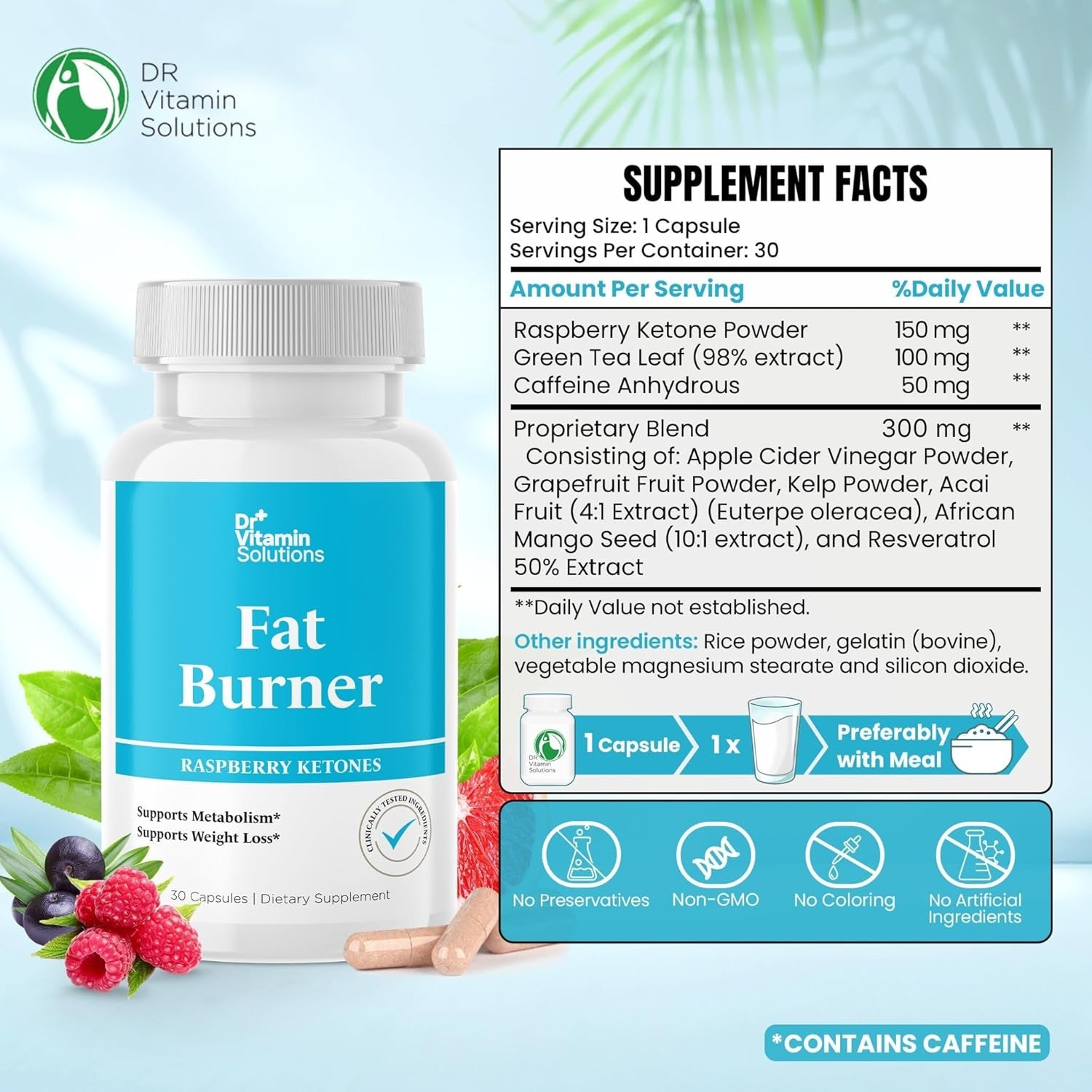 Fat Burner Weight Loss Pills for Women & Men with GLP-1 Support - Raspberry Ketones, Green Tea, Thermogenic Metabolism, Appetite Suppressant - Vegan, Non-Gmo, 30 Day Supply