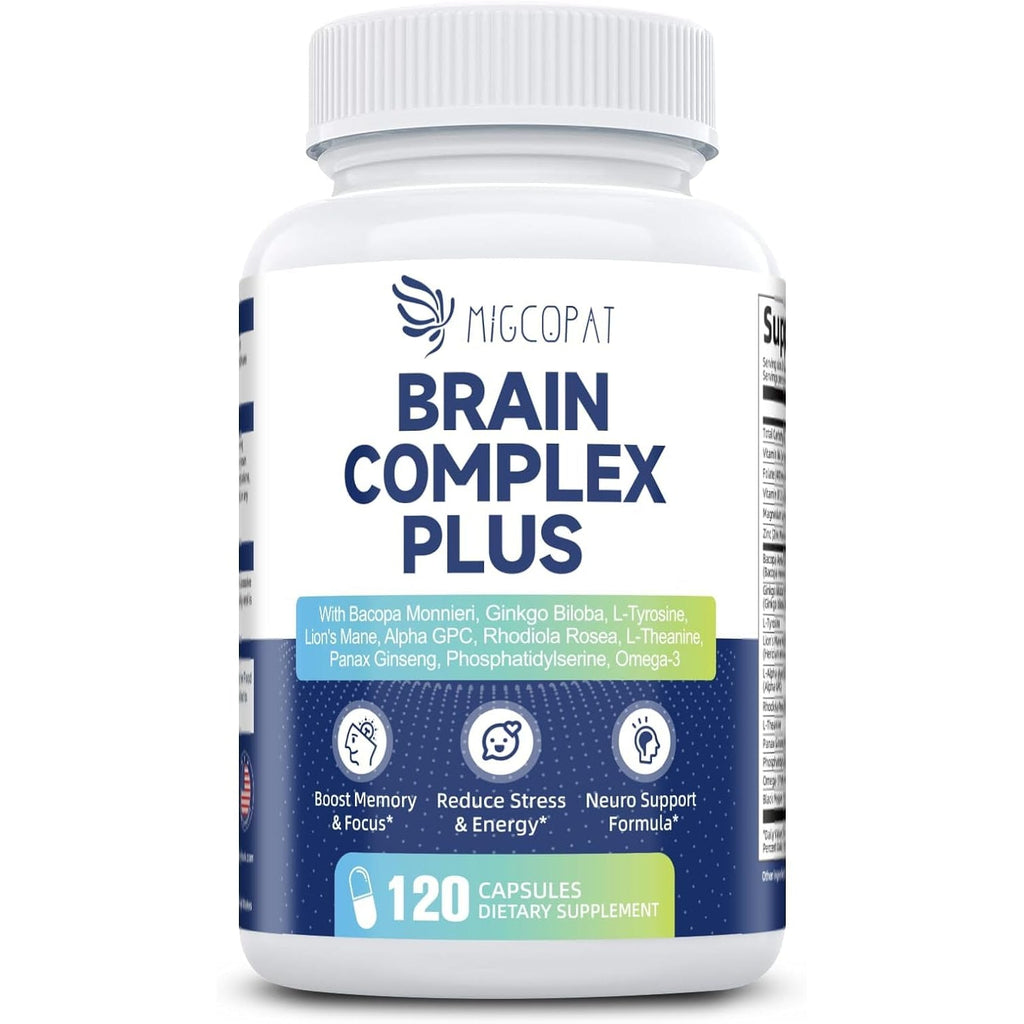 Brain Supplements for Memory and Focus | Nootropic with Bacopa Monnieri, Lion'S Mane, Alpha GPC, Ginkgo Biloba | Mental Clarity & Cognitive Support | Vitamin B6 & B12 Neuro Health - Non-Gmo, 120 Caps