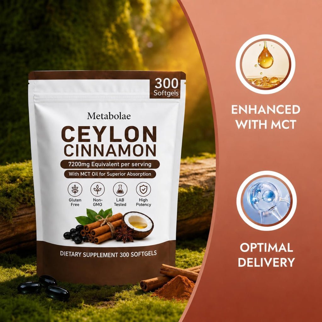 Metabolae Ceylon Cinnamon，7200 Mg Equivalent per Serving, Gluten Free, Non-Gmo, 300 Softgels