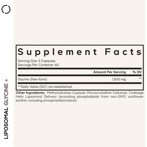 Codeage Liposomal Glycine+ – 1,500 Mg Free-Form Glycine Supplement with Liposomal Delivery, Amino Acid Support, 2-Month Supply – 180 Capsules