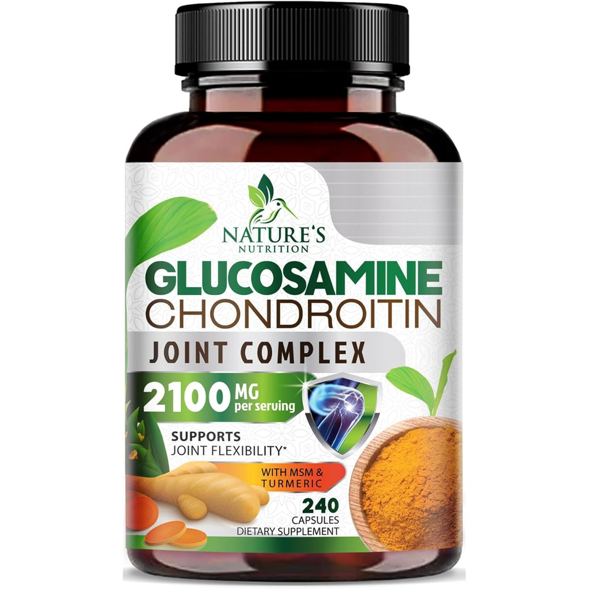 Glucosamine Chondroitin MSM - Joint Support Supplement for Joint Mobility and Cartilage Support for Men and Women - Triple Strength Glucosamine Supplements with Turmeric & Boswellia - 240 Capsules