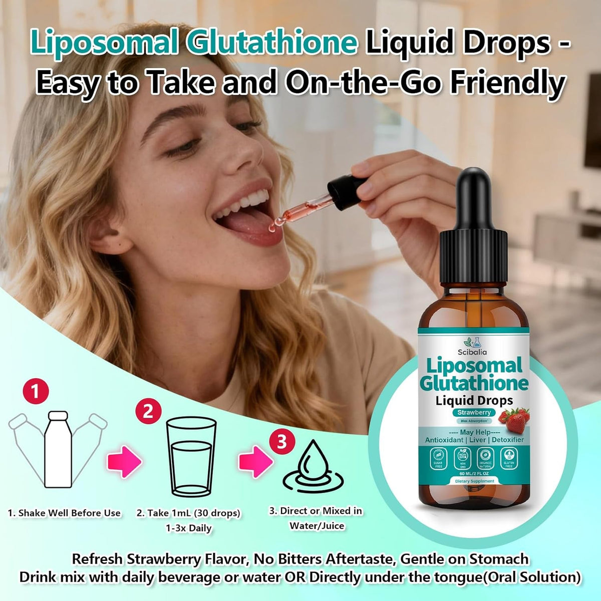 Liposomal Glutathione Supplement Liquid Drops, 5-In-1 Ultra Strength L-Glutathione 1750Mg W. Milk Thistle Vitamin C NAC Alpha Lipoic Acid for Skin Whitening Liver Detox Antioxidant Immune Brain Health