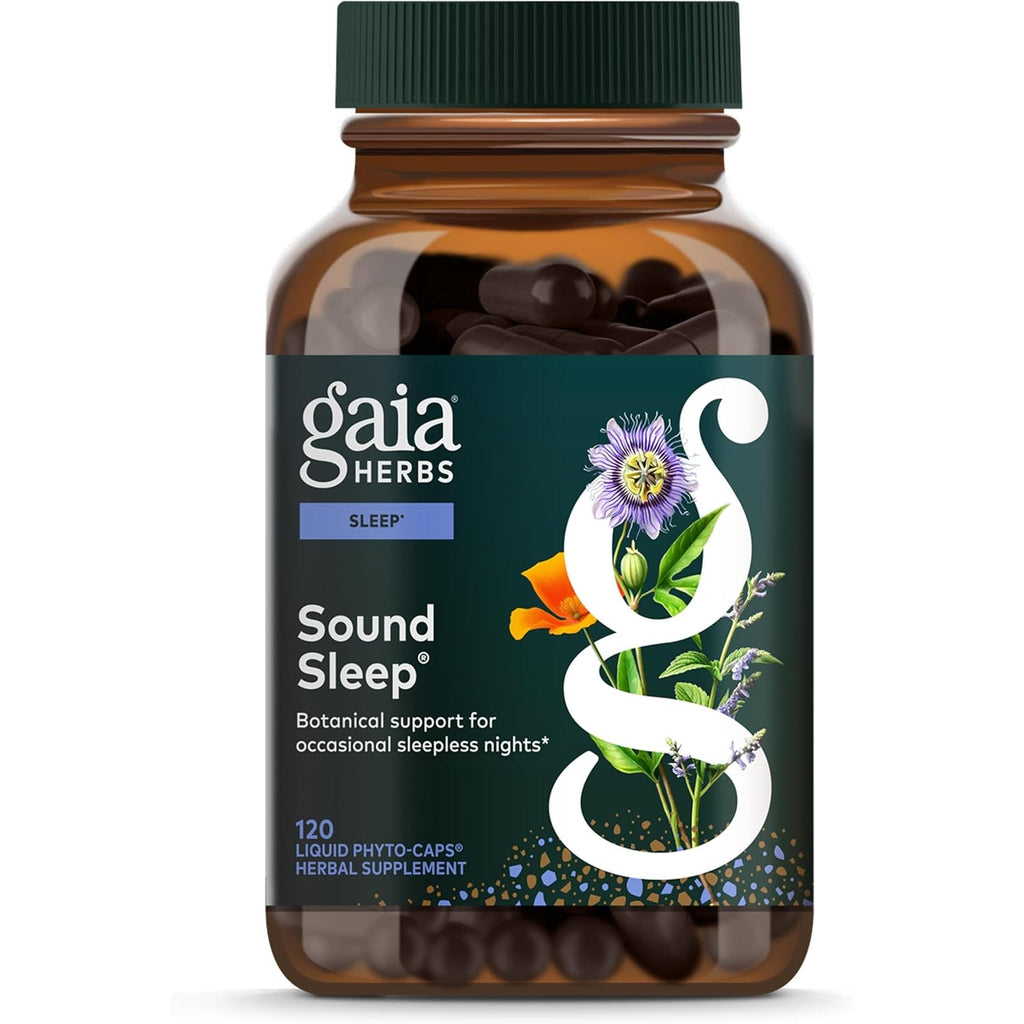 Gaia Herbs Sound Sleep - Sleep Support Supplement - Herbal, Plant-Powered Support for Calm & Relaxation* - Valerian Root, Passionflower & More - 120 Vegan Liquid Phyto-Capsules (40 Servings)