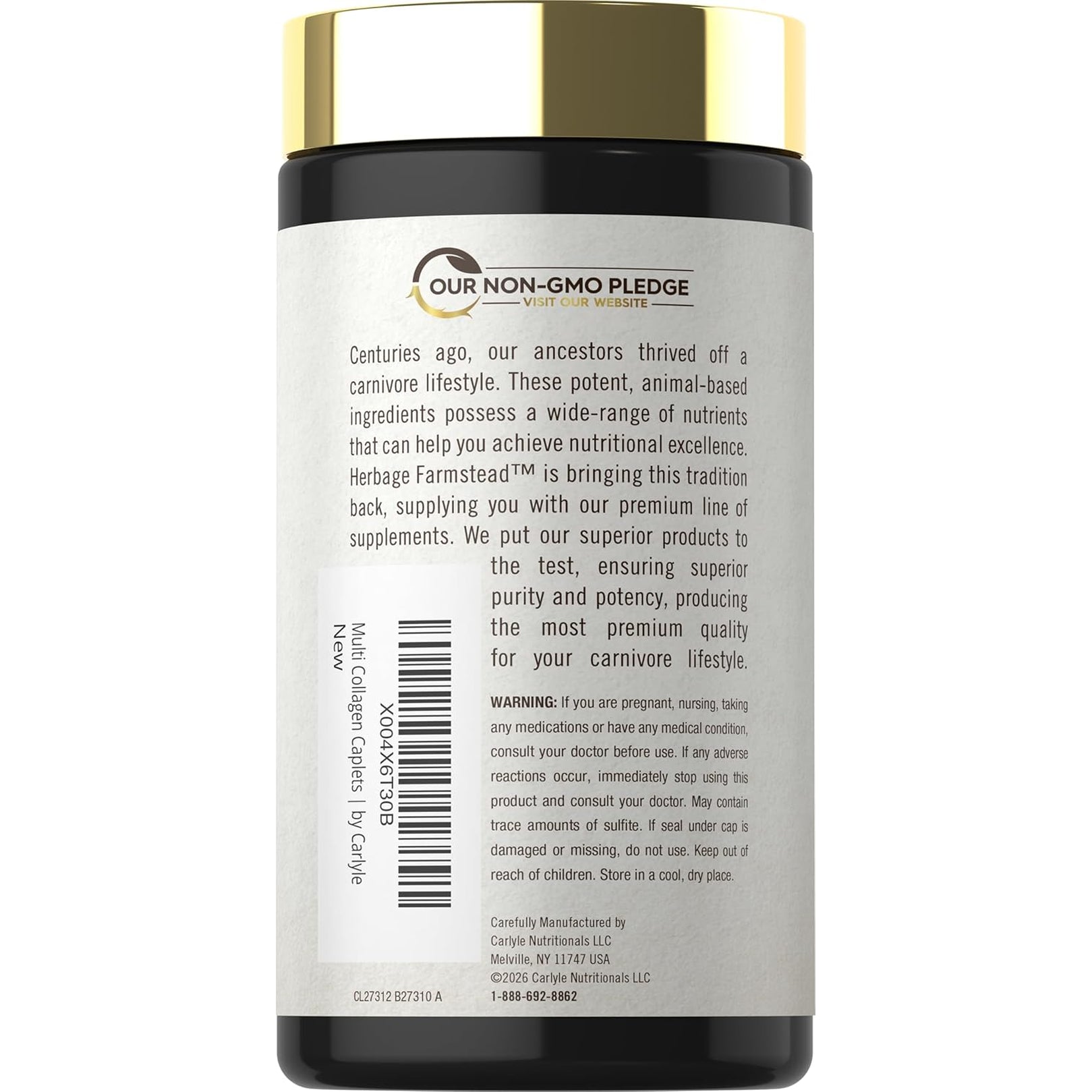 Carlyle Multi Collagen Peptides 6000Mg | 120 Caplets | 10 Types of Advanced Collagen with Protein | Non-Gmo, Gluten Free Supplement | by Herbage Farmstead