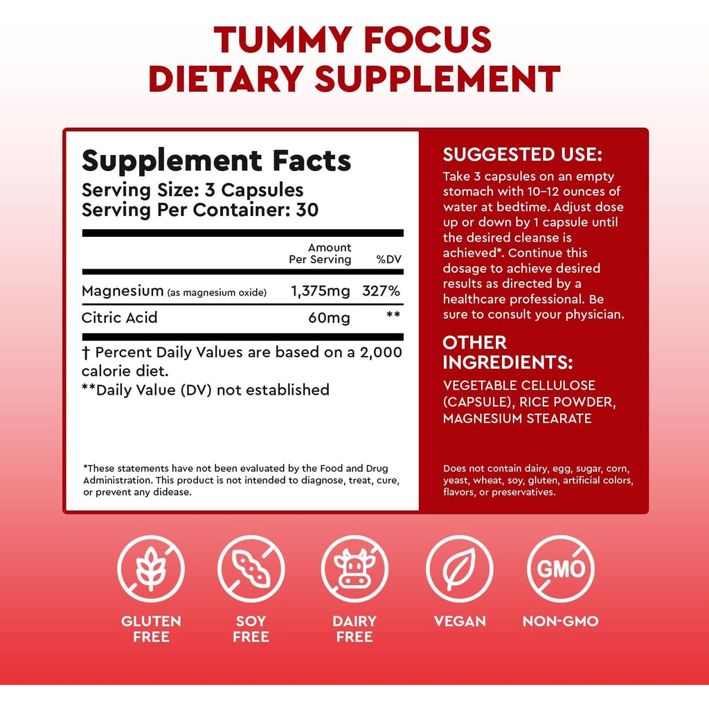 JJ Smith Tummy Focus – Digestive Cleanse Supplement with Ozonated Oxygenated Magnesium – Supports Digestion, Regularity, Bloating, Gut Balance, Nutrient Absorption, Energy & a Flatter Belly