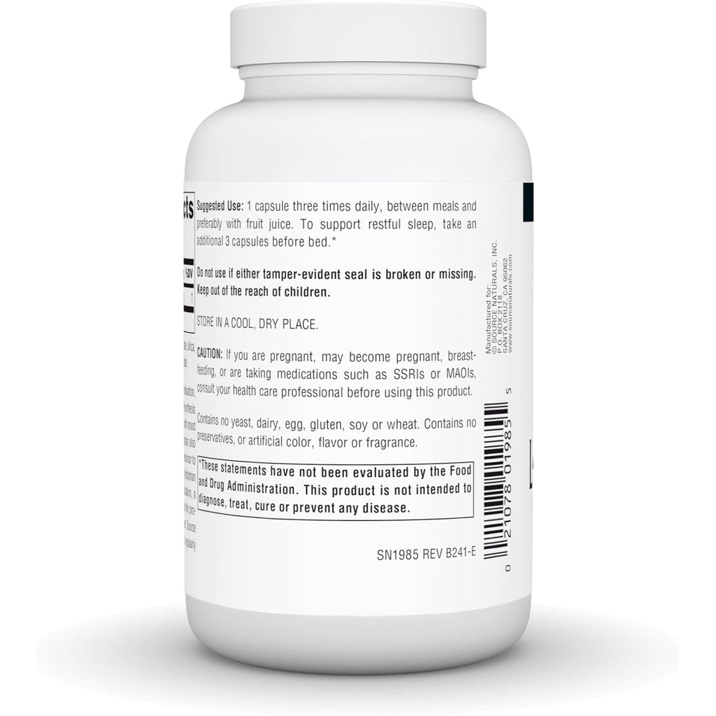 Source Naturals L-Tryptophan, for Mood, Relaxation, and Sleep*, 500Mg - 120 Capsules