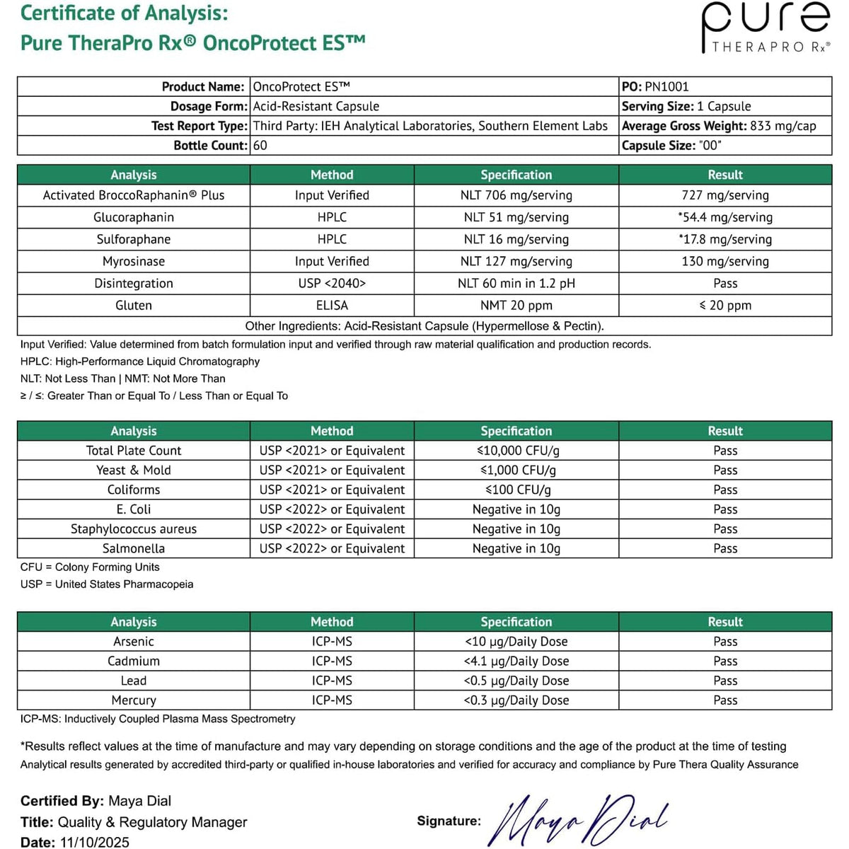 Pure Therapro Rx Extra Strength Sulforaphane Supplement from Broccoli Seed Extract | Made in USA | ONE Capsule per Serving (Other Brands Are 2 Caps!) | 3Rd Party Tested | Oncoprotect ES