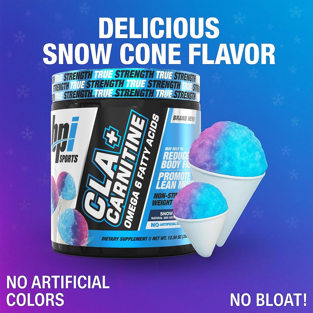 BPI Sports CLA + Carnitine – Conjugated Linoleic Acid – Weight Loss Formula – Metabolism, Performance, Lean Muscle – Caffeine Free – for Men & Women – Snow Cone – 50 Servings – 12.34 Oz.