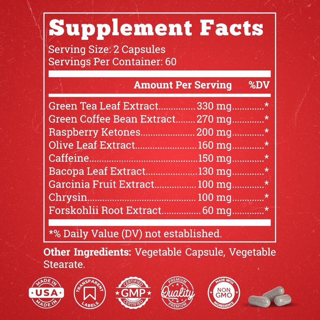 Premium Thermogenic Fat Burner for Men & Women | Weight Loss Pills for Preserved Lean Muscle & Burn Stubborn Fat | Appetite Suppressant for Weight Loss for Increased Energy | USA Made - 120 Capsules