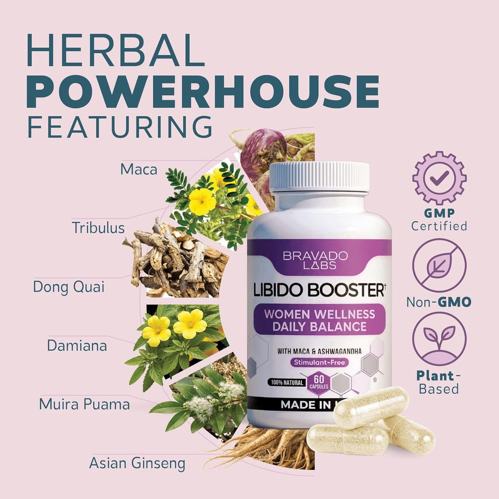 Female Libido Booster for Women – Advanced Women’S Intimacy & Confidence Support – Plant-Based Herbal Blend with Maca, Ginseng & L-Arginine – Made in USA – 60 Capsules