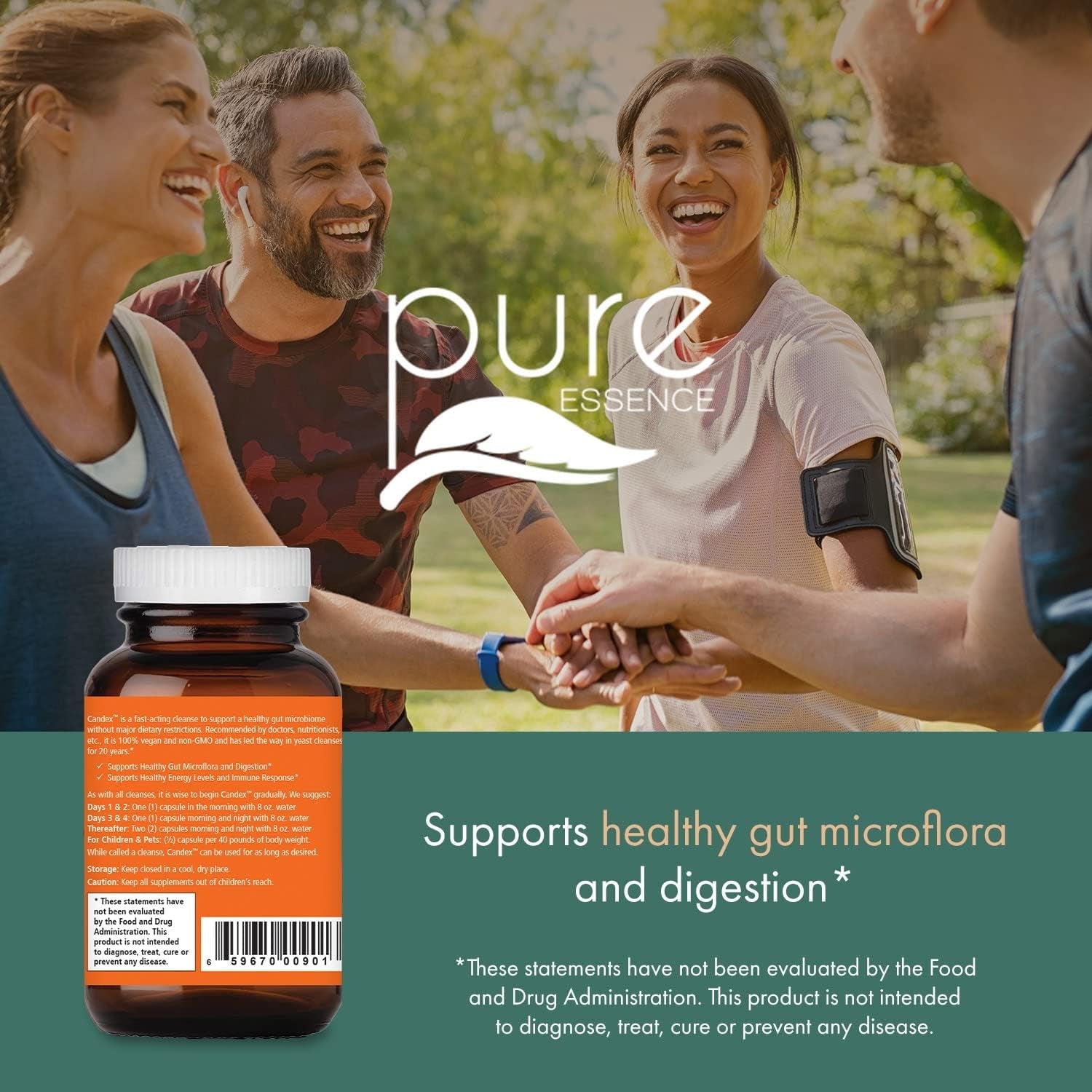 Pure Essence Candex Supplement - Yeast Overgrowth Supplement with Digestive Enzymes, Yeast Infection Probiotic Aid for Men and Women - 40 Capsules