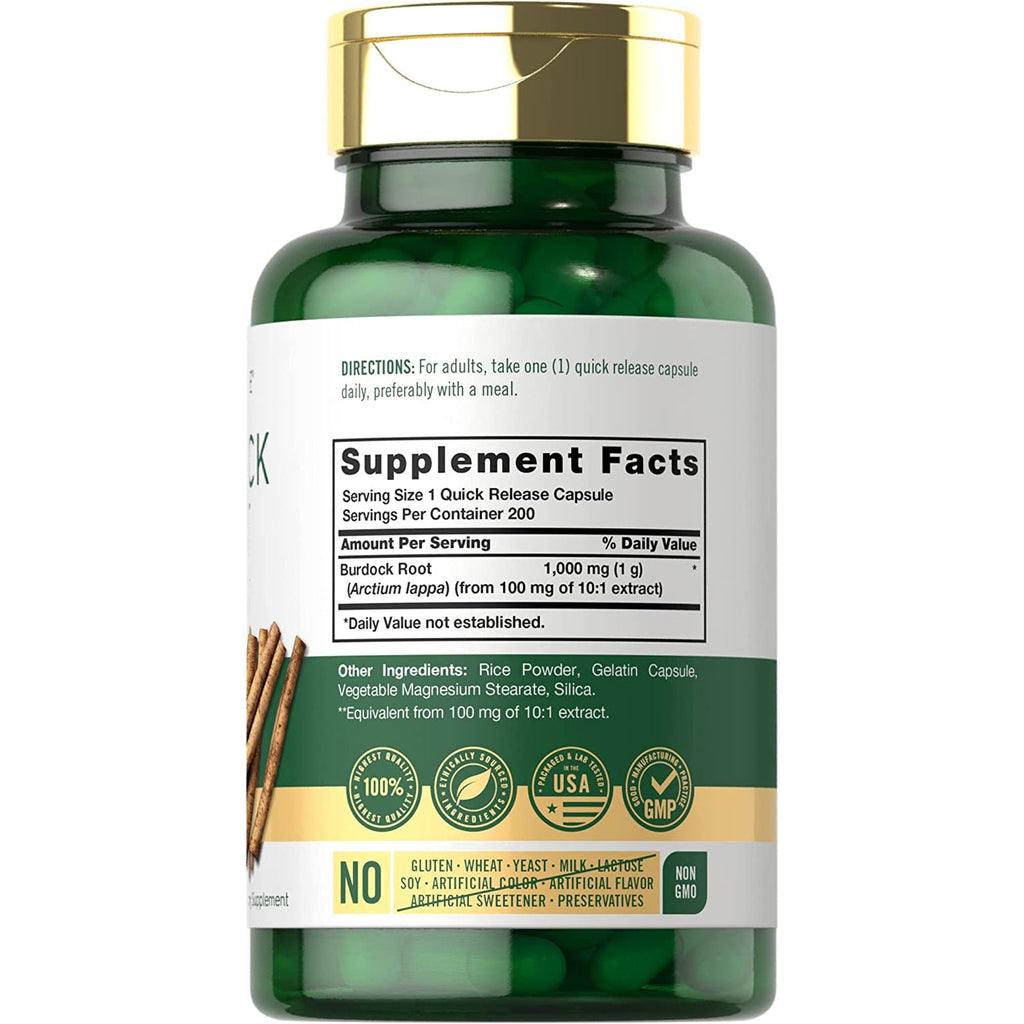 Carlyle Burdock Root | 200 Capsules | Non-Gmo and Gluten Free Formula | Traditional Herb Supplement | Arctium Lappa Extract