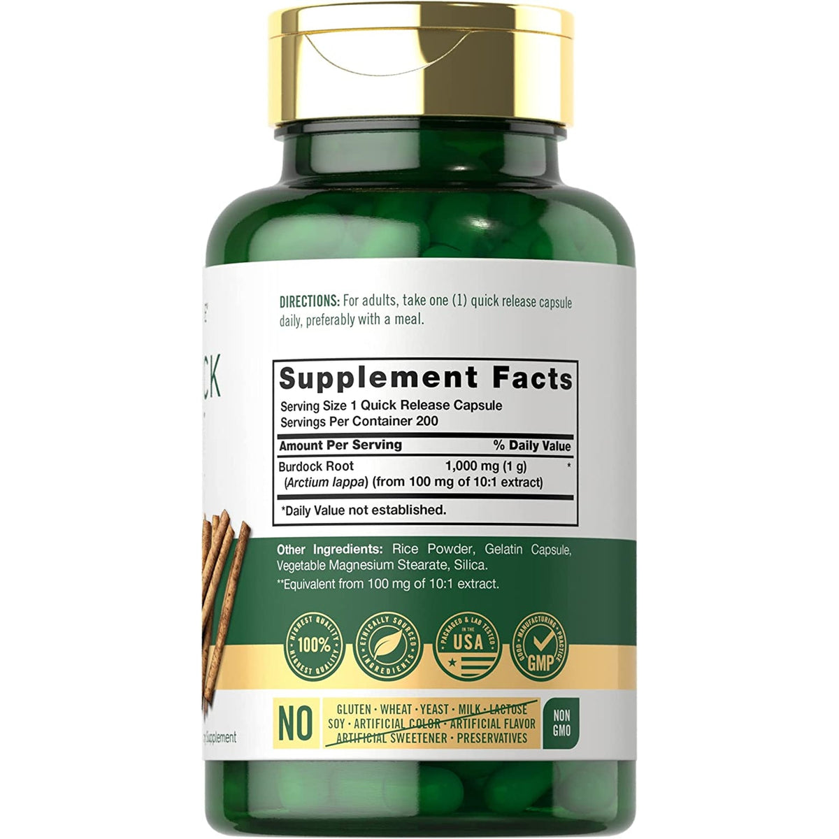 Carlyle Burdock Root | 200 Capsules | Non-Gmo and Gluten Free Formula | Traditional Herb Supplement | Arctium Lappa Extract
