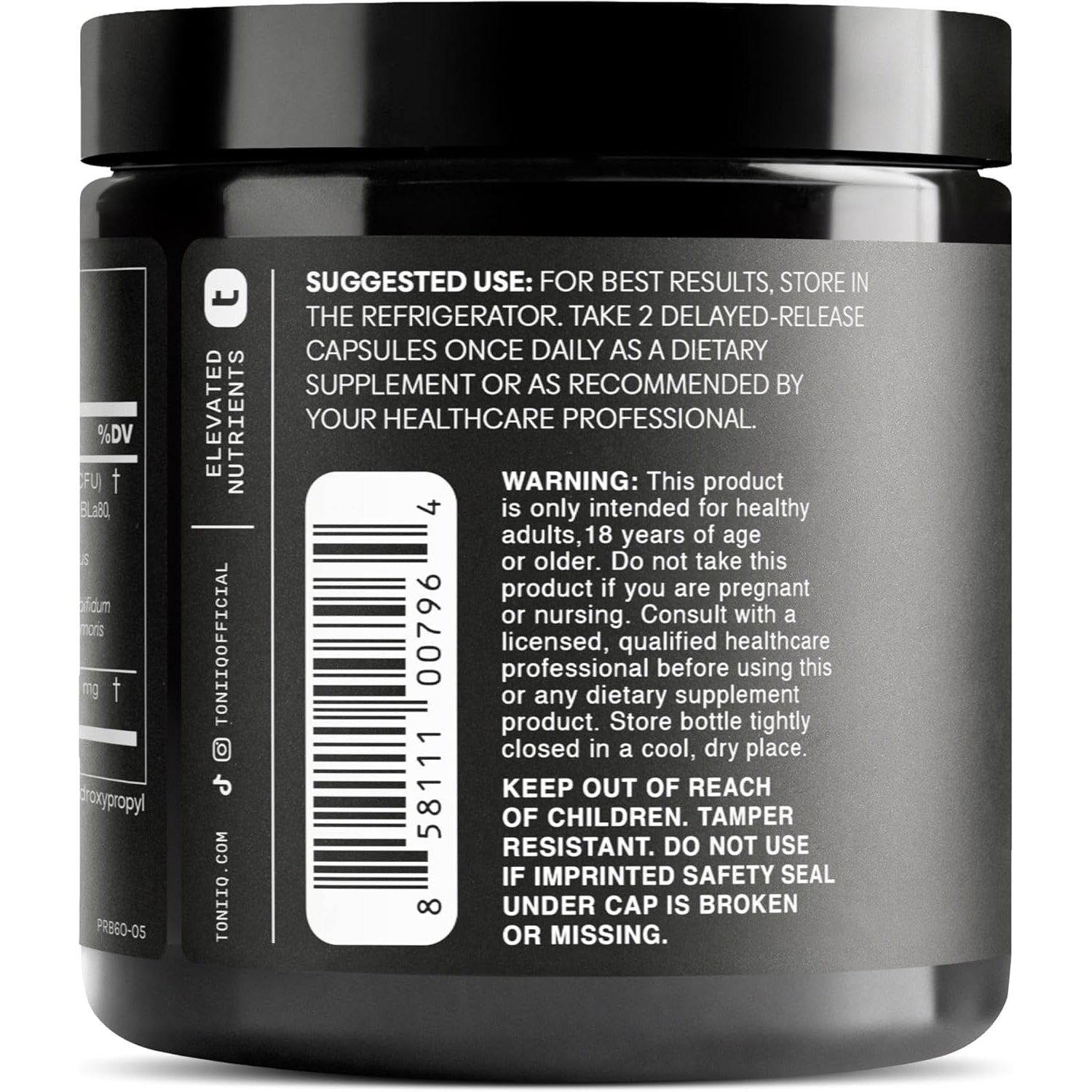 Toniiq 200 Billion CFU Probiotic Supplement 30 Verified Third-Party Tested Strains - Fully Shelf-Stable Probiotics Formula with Prebiotic Blend - Extended Release Capsules