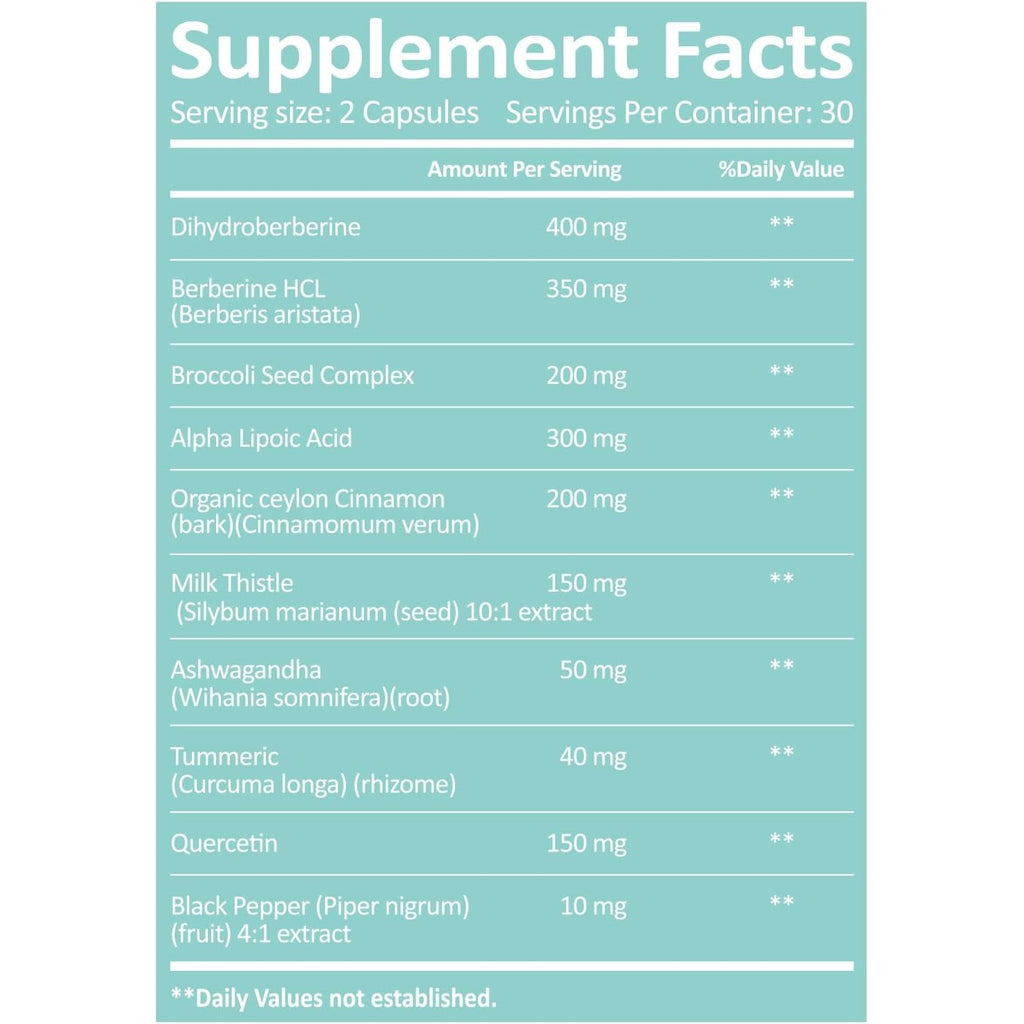 Dihydroberberine Supplement Hcl 750Mg – Enhanced Absorption Complex with Ceylon Cinnamon, Bitter Melon, R‑ALA, Milk Thistle – Supports Healthy Glucose Metabolism, Heart & Immune Health – 60 Capsules