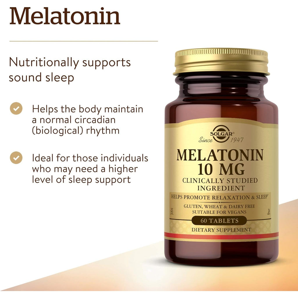 Solgar Melatonin 10 Mg Clinically Studied Ingredient, Helps Promote Relaxation & Sleep, Suitable for Vegans, 60 Tablets