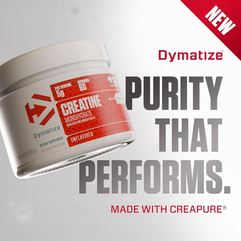 Dymatize Creatine Monohydrate Powder with CREAPURE (Product of Germany), 5G per Serving, 60 Servings (300G), Creatine for Women and Men, Gluten Free