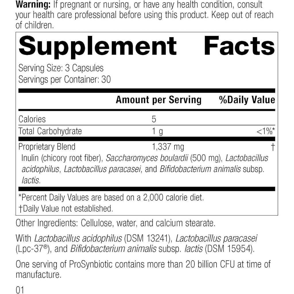 Standard Process Prosynbiotic - Whole Food Bowel, Immune Support, Digestion and Digestive Health with Bifidobacterium, Chicory Root, Lactobacillus Acidophilus, and Inulin - Vegetarian - 90 Capsules