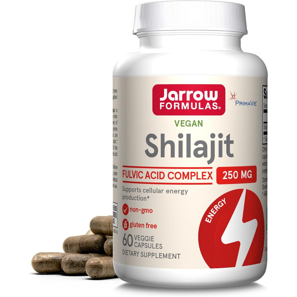 Jarrow Formulas® Shilajit 250 Mg, Dietary Supplement, Shilajit Acid Complex for Cellular Energy Production, 60 Veggie Capsules, 60 Day Supply