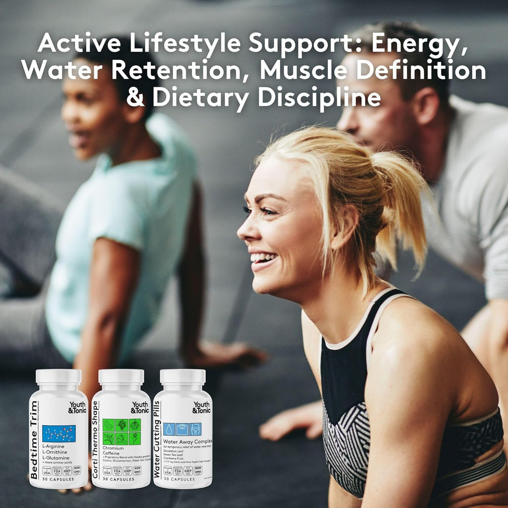 Youth & Tonic Lean Sculpt Defined Cleanse – Water Weight Away, Cortithermo Shape & Bedtime Trim for Detox Metabolism Bloating Energy & Dietary Discipline for Mindful Eating – 90 Pills for Women & Men