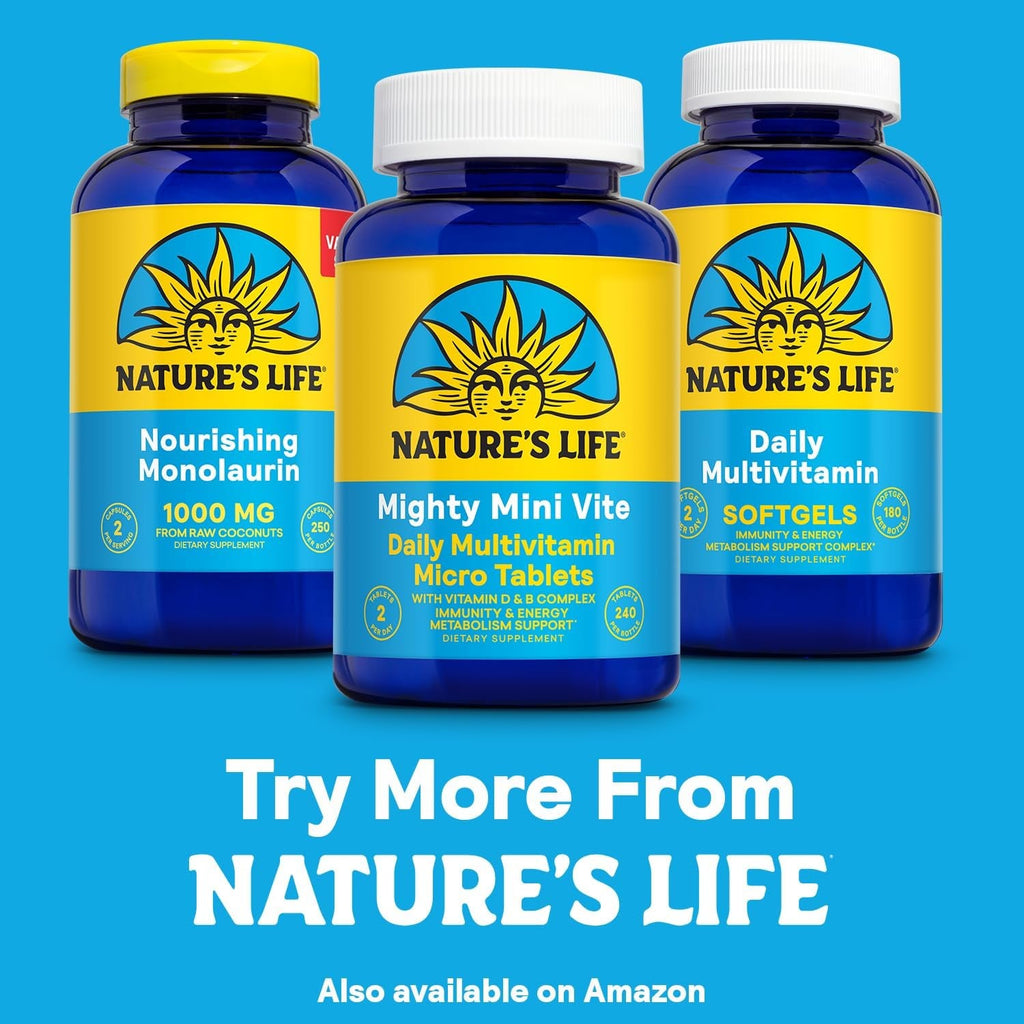 Nature'S Life Mighty Mini Vite - Daily Multivitamin for Women and Men - Vitamin D and B Complex - Immunity and Energy Metabolism Support - Lab Verified - 120 Servings, 240 Micro Tablets
