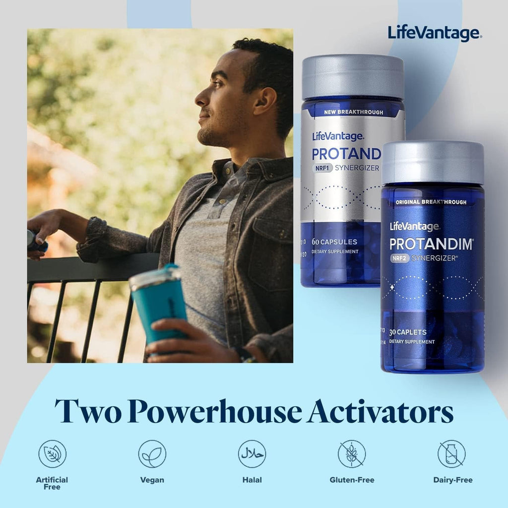 Lifevantage Protandim Dual Synergizer, NRF1 (60 Caps) + Nrf2 (30 Caps) Activators, Healthy Aging, Antioxidant, Cellular Energy Boost, Heart Health, Ashwagandha, Turmeric, Coq10