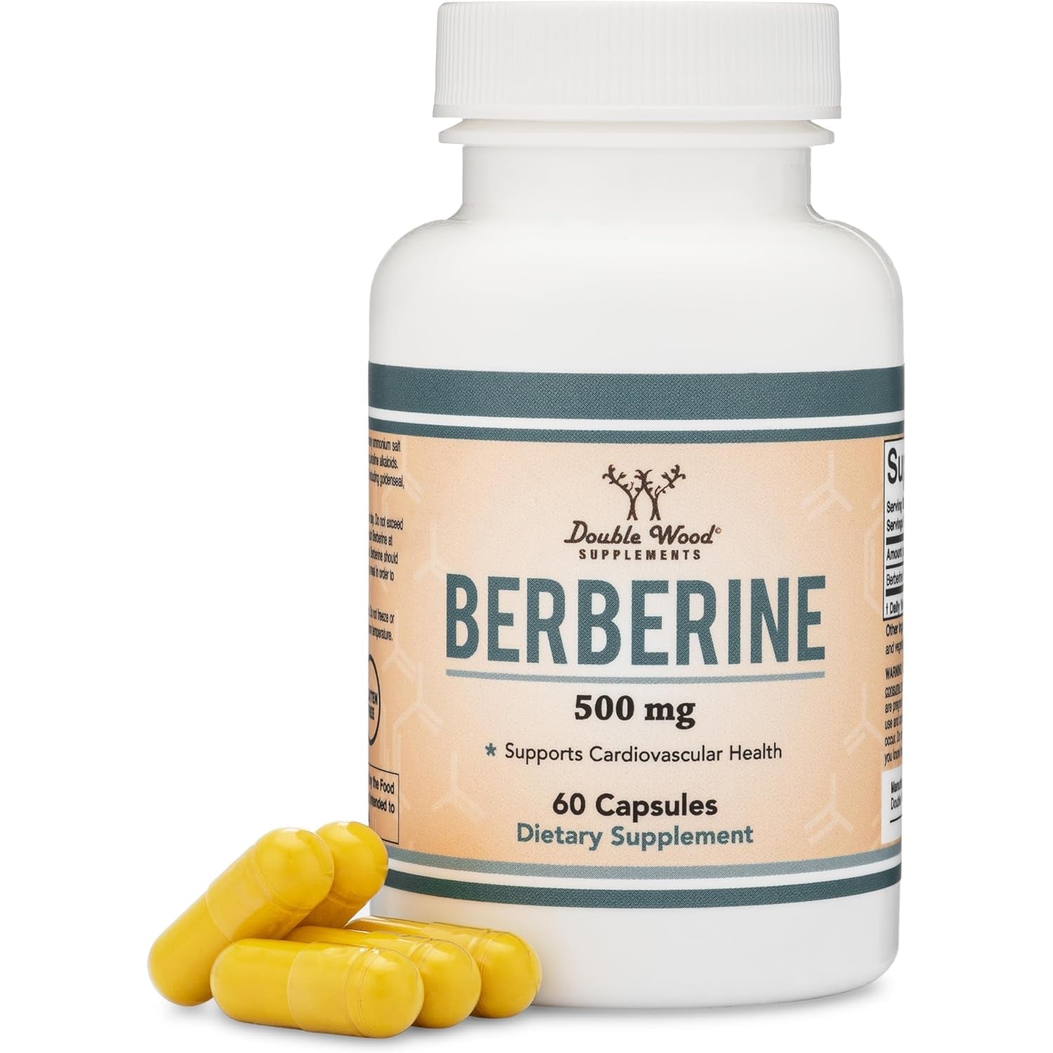 Berberine Supplement 500Mg, High Purity 97% Hcl, 60 Capsules (Third Party Tested, Non-Gmo, Gluten Free, Vegan Safe) AMPK Activator - Berberine HCL for Cardiovascular Health by Double Wood