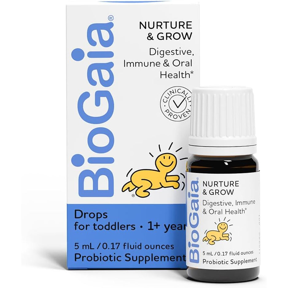 Biogaia Nurture & Grow for Toddlers | Ages 1+ | Liquid Probiotic | Allergen-Free | Triple-Benefit Probiotic for Kids | Digestive Health, Immune Support & Oral Health Protection | 25-Day Supply