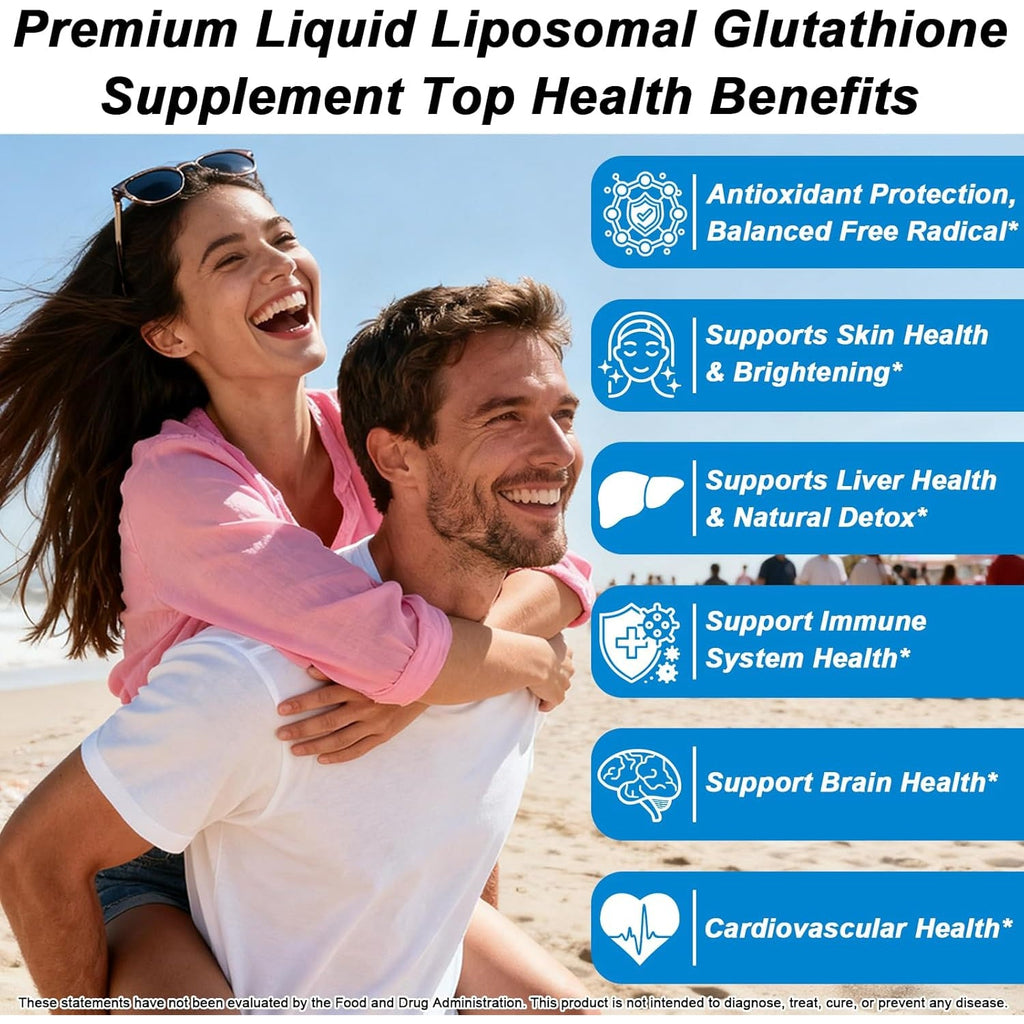 Liposomal Glutathione, Extra Strength Glutathione Supplement Liquid W. Aloevera Oil, Vitamin C & Hyaluronic Acid for Detox, Skin Whitening & Antioxidant Support, Max Absorption than Glutathione Powder