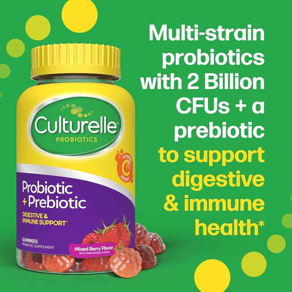Culturelle Daily Probiotic Gummies for Women & Men, Berry Flavor, 52 Count, Naturally-Sourced Daily Probiotic + Prebiotic for Digestive Health, Non-Gmo & Vegan