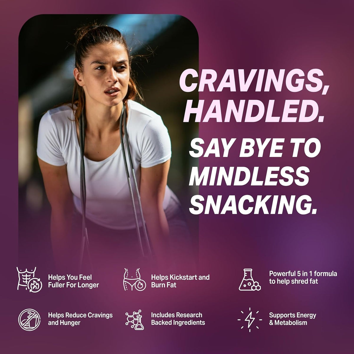 Byebye Cravings Appetite Suppressant - Supports GLP-1 Pathway Function, Weight Loss Pills for Women & Fat Burner + Appetite Suppressant | 3Rd Party Tested Supplement - 60 Capsules to Lose Weight